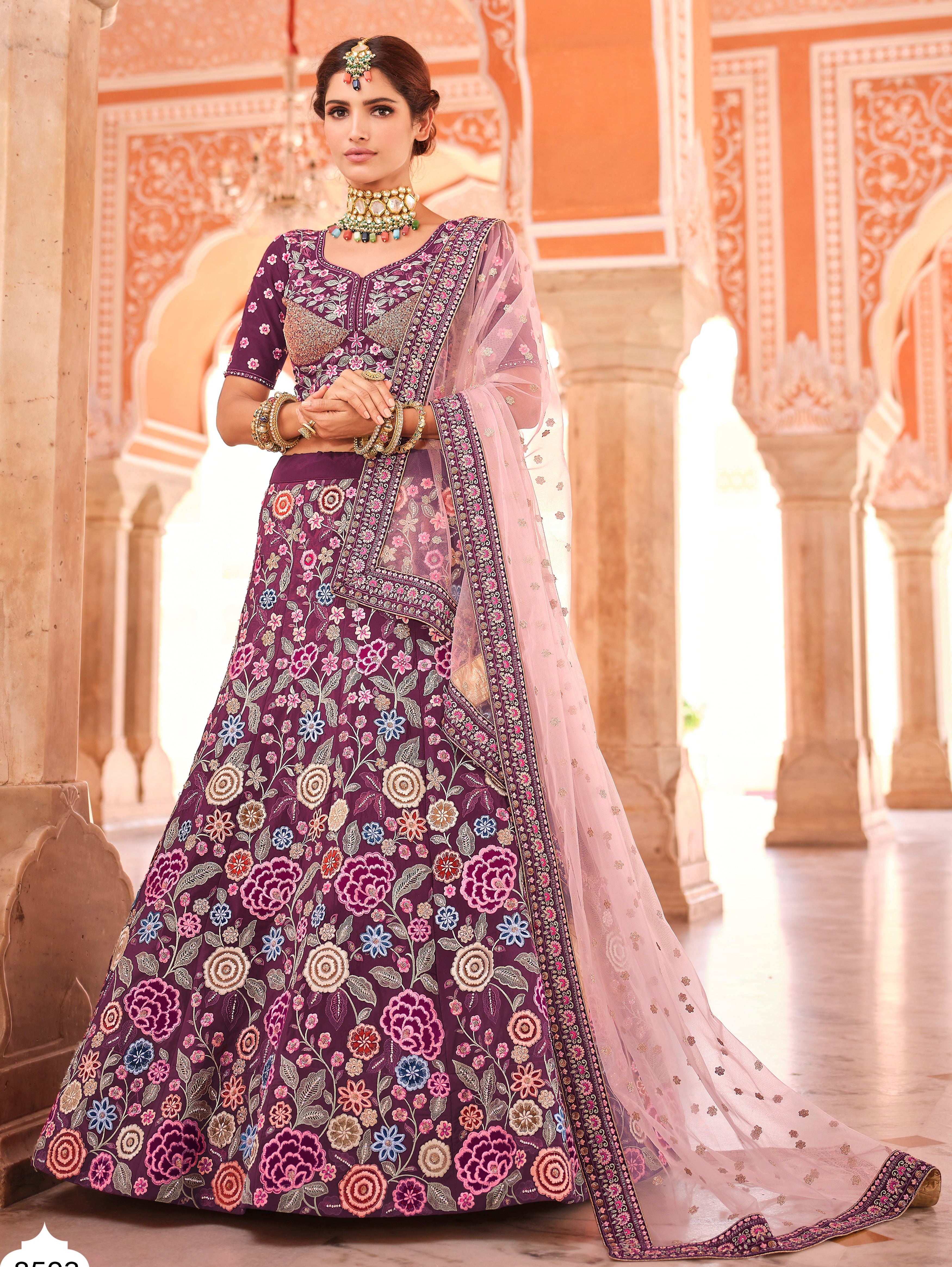 The Bride Donned A Rose Pink 'Lehenga' With Open Hairstyle For Her Day  Wedding