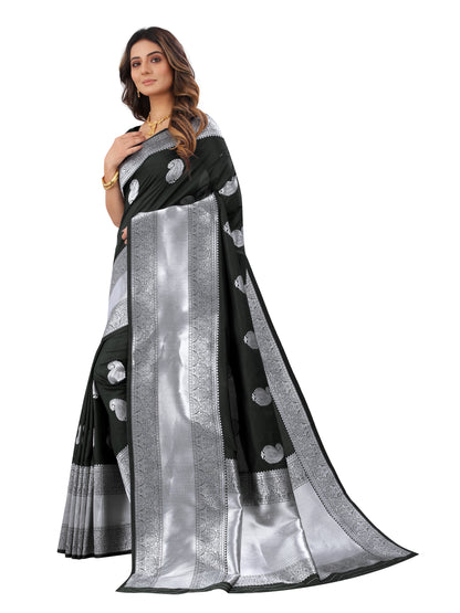 Black color banarasi silk saree