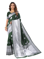 Green color banarasi silk saree - Joshindia