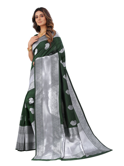 Green color banarasi silk saree