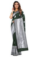 Green color banarasi silk saree - Joshindia