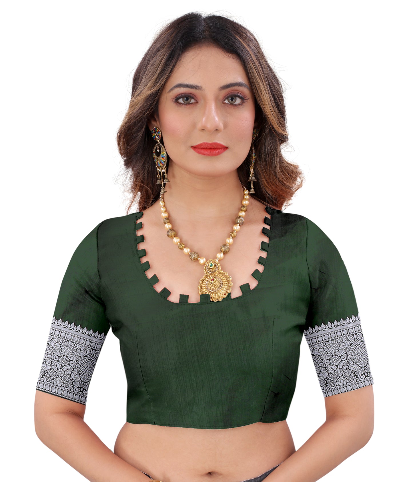 Green color banarasi silk saree