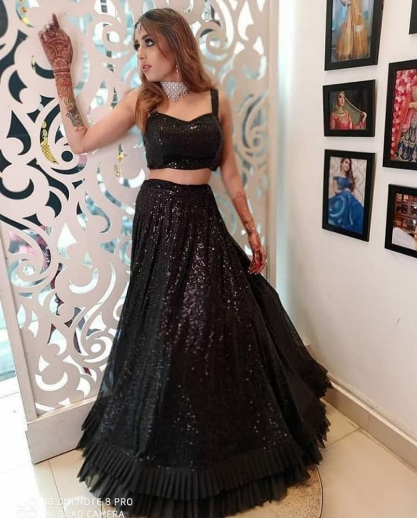 Black color sequence lehenga choli for Wedding, Functions and Special Occasions - Joshindia