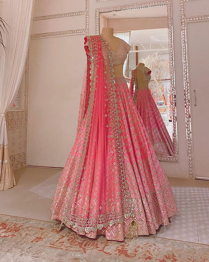 Pink color fancy designer lehenga choli for wedding buy now
