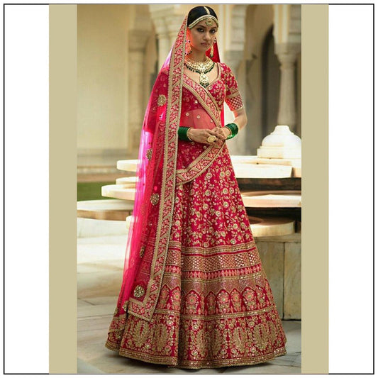 Beautiful pink color designer bridal lehenga choli for wedding