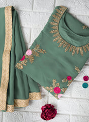 Pista Green Color Georgette Designer Kurta Set - Joshindia