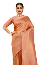 peach color silk sarees online - Joshindia