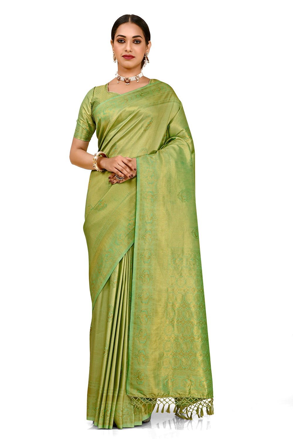 Lite Green Banarasi silk saree Buy Now - Joshindia