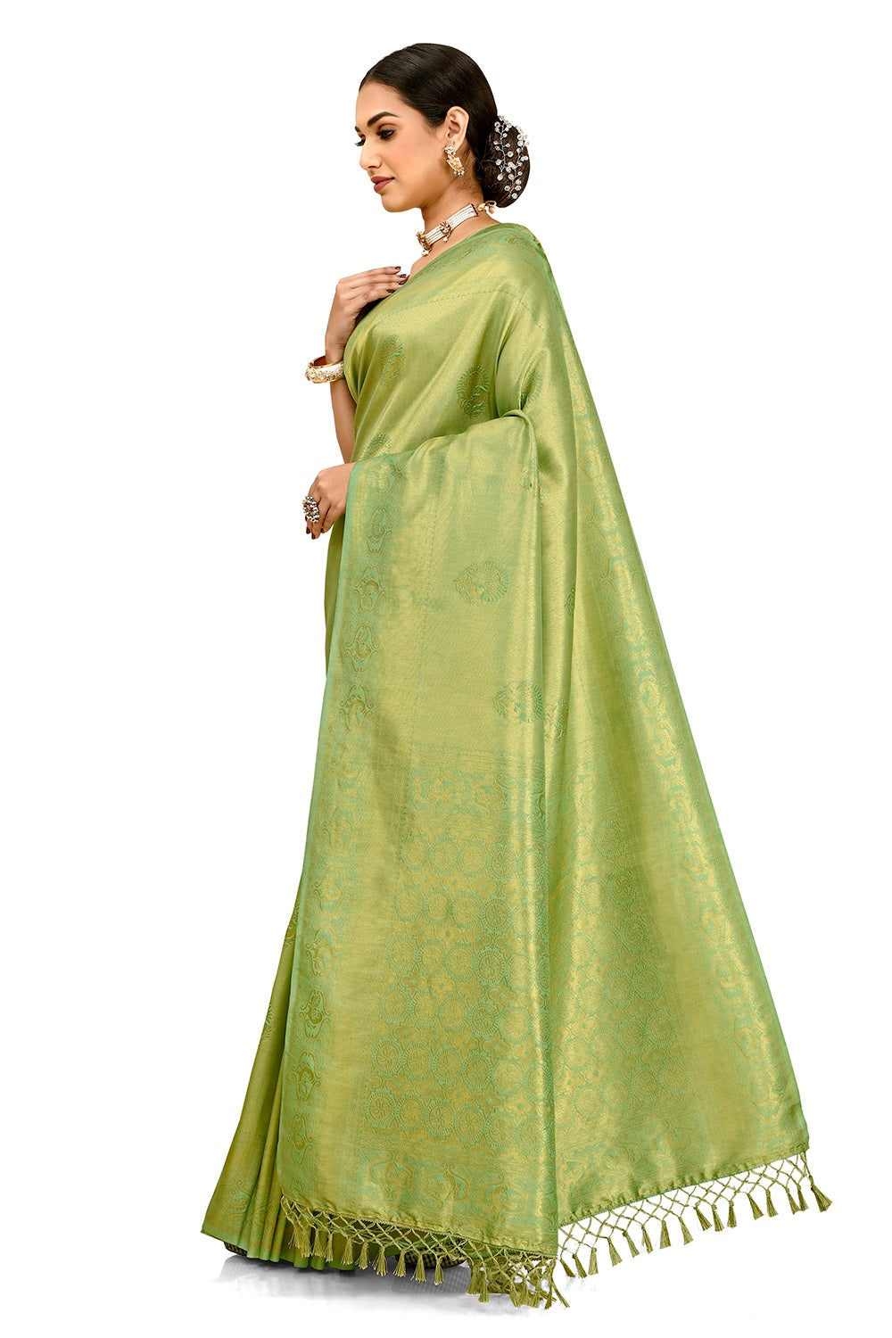 Lite Green Banarasi silk saree Buy Now - Joshindia