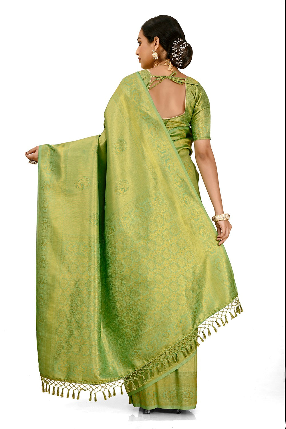 Lite Green Banarasi silk saree Buy Now