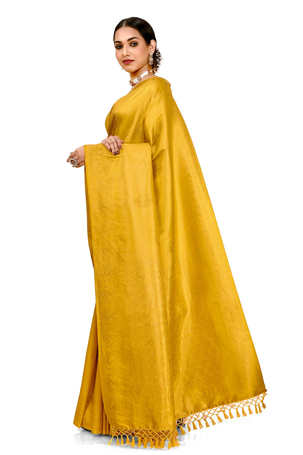 yellow color silk saree blouse buy now - Joshindia