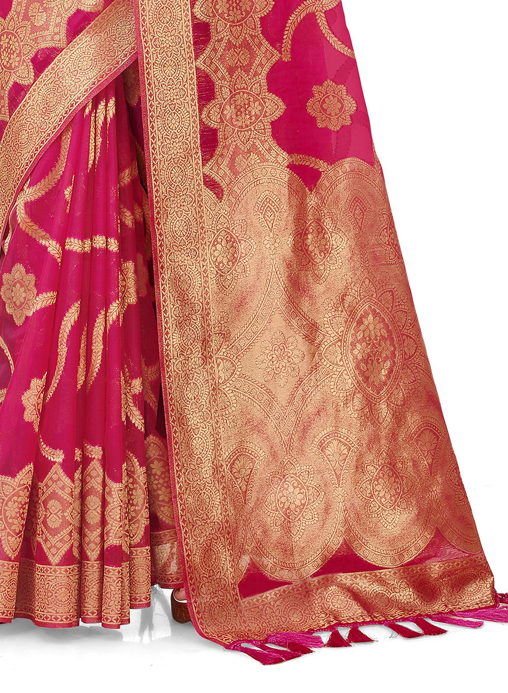 Buy trending designer Rani Pink Color Silk saree at best price online - Joshindia