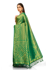 Green color banarasi silk saree buy now - Joshindia