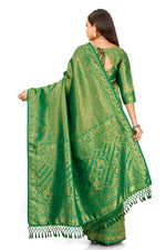 Green color banarasi silk saree buy now - Joshindia