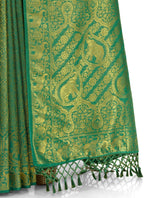 Green color banarasi silk saree buy now - Joshindia