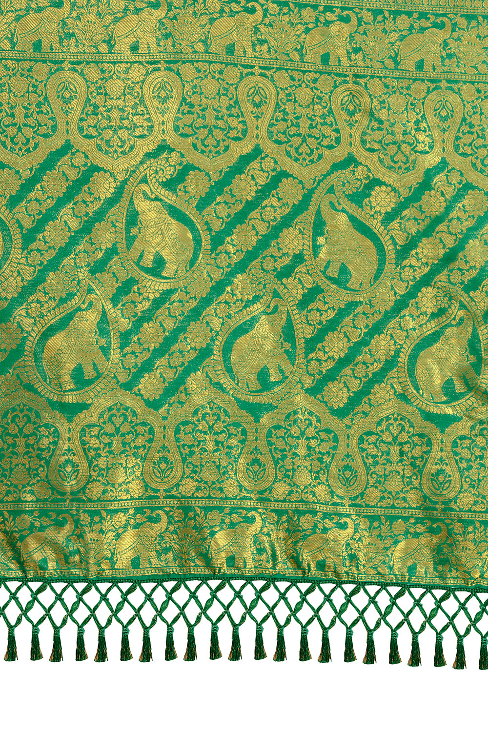 Green color banarasi silk saree buy now - Joshindia