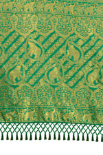 Green color banarasi silk saree buy now - Joshindia