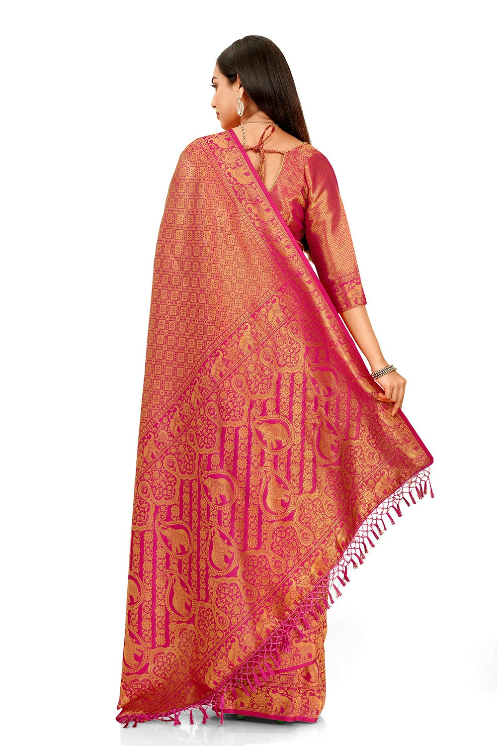 pink color banarasi silk saree buy now