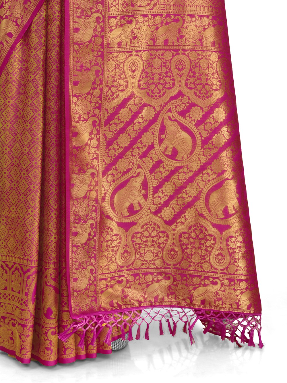 pink color banarasi silk saree buy now - Joshindia