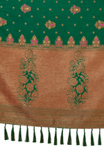 Dark green color designer Silk saree for wedding and reception - Joshindia
