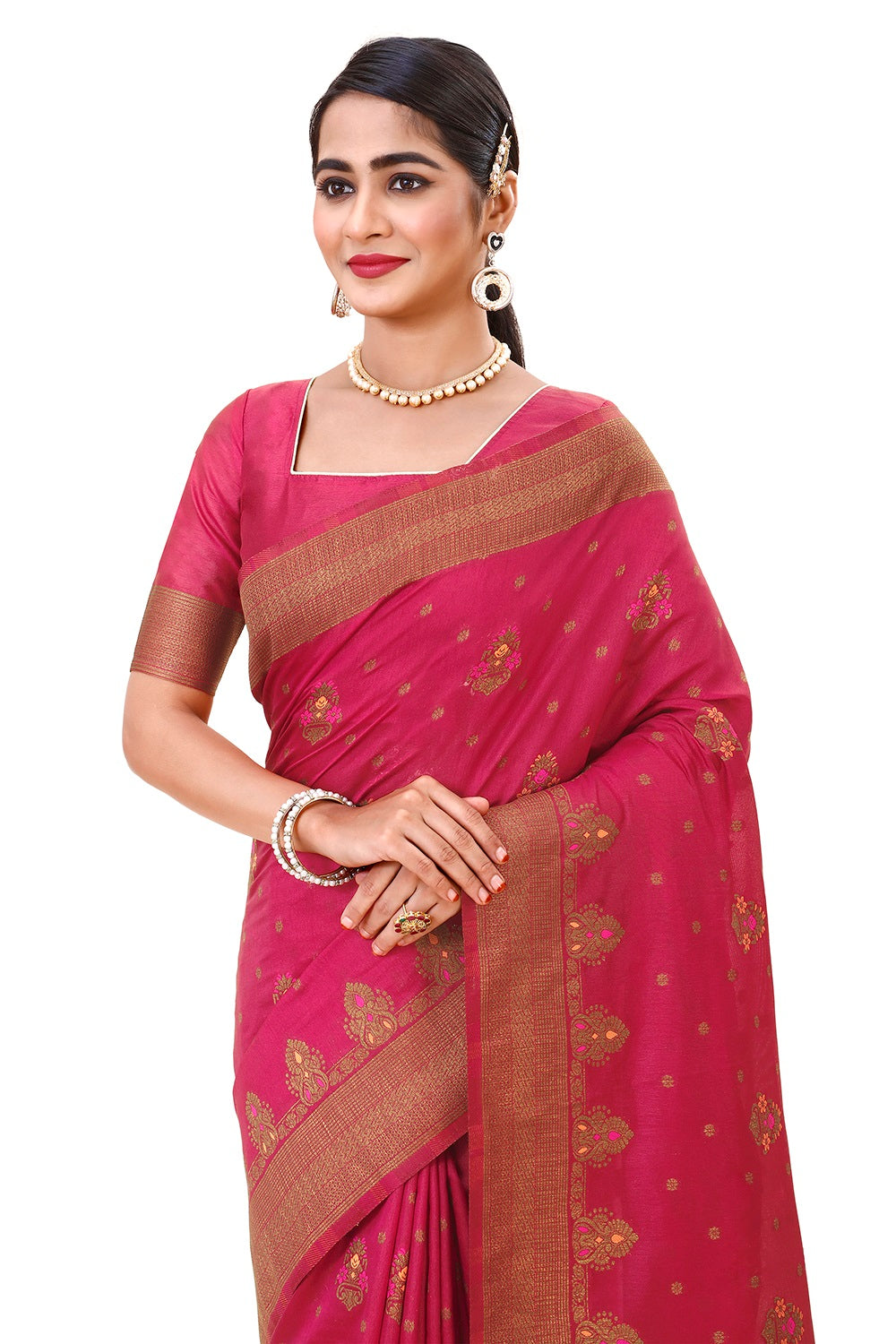 Trendy Pink color designer saree at affordable rate