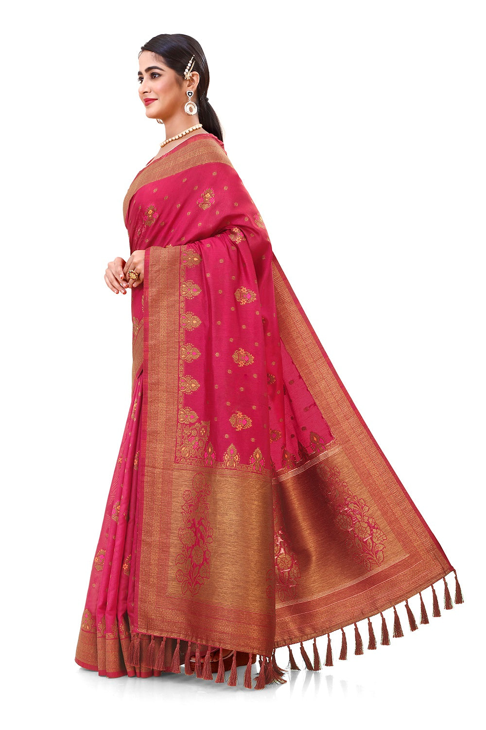 Trendy Pink color designer saree at affordable rate - Joshindia