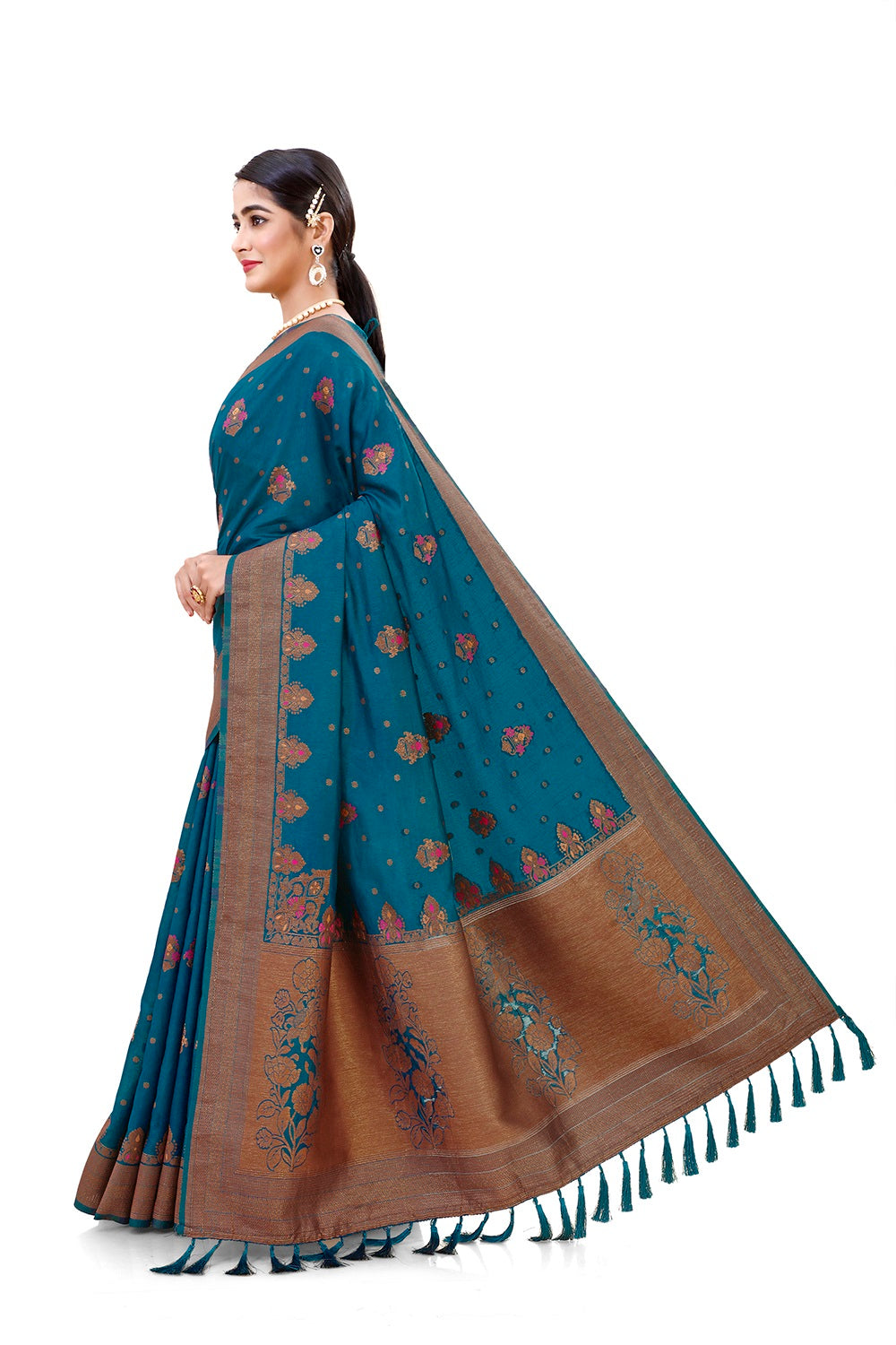 Blue color heavy designer Silk saree Buy Now - Joshindia