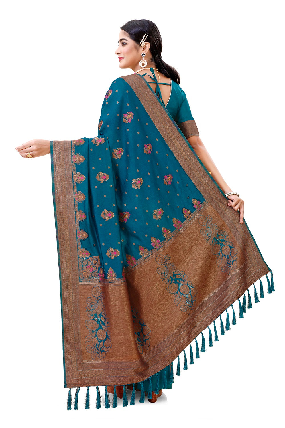 Blue color heavy designer Silk saree Buy Now