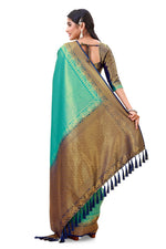 blue color pure kanjiveram silk saree online - Joshindia