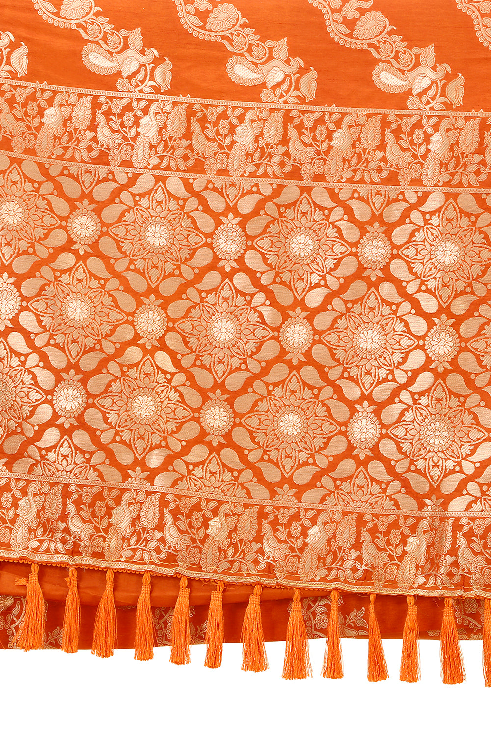 Orange Color banarasi silk saree for wedding - Joshindia