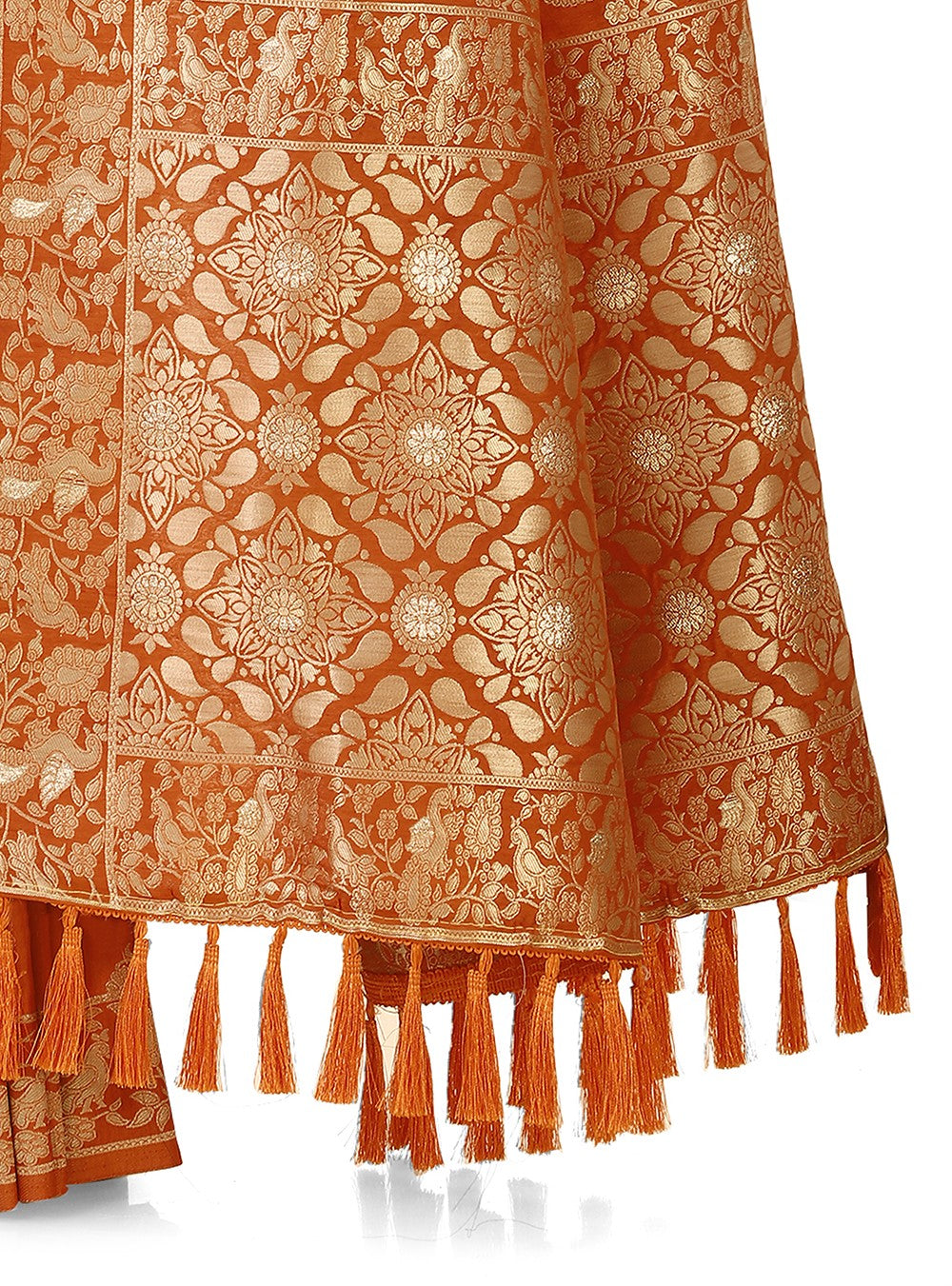 Orange Color banarasi silk saree for wedding - Joshindia