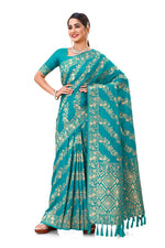Amazing Sea Blue color Designer saree with blouse - Joshindia