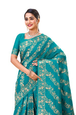 Amazing Sea Blue color Designer saree with blouse - Joshindia