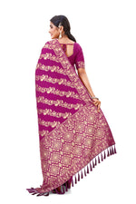 BEAUTIFUL WINE BANGLORI SILK SAREE WITH EMBROIDERY WORK - Joshindia