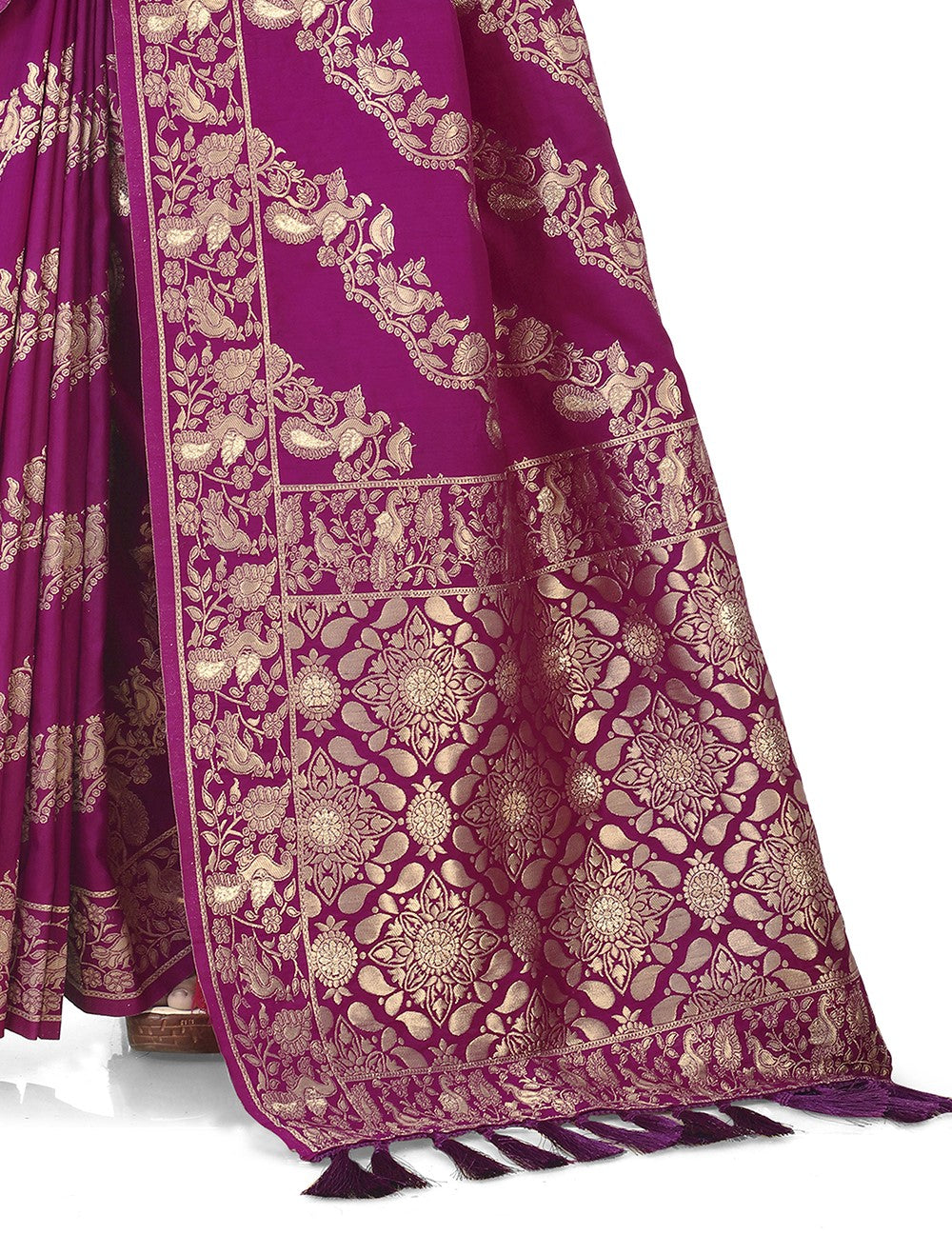 BEAUTIFUL WINE BANGLORI SILK SAREE WITH EMBROIDERY WORK - Joshindia