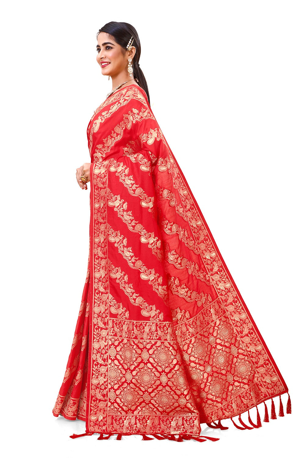 classy multi color silk designer saree with blouse - Joshindia