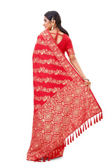 classy multi color silk designer saree with blouse - Joshindia