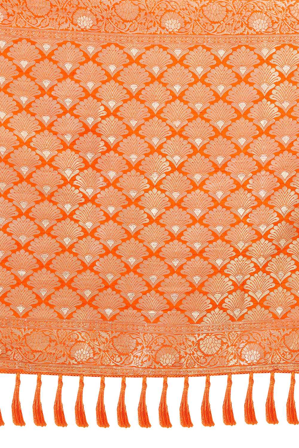 Orange color pure silk banarasi saree - Joshindia