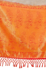 Beautiful Orange & Gray color Kanjivaram silk saree at affordable price - Joshindia