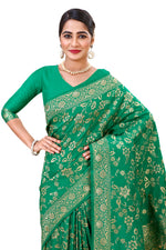 printed green Kanjivaram silk saree Buy Online - Joshindia