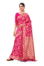 Amazing pink color soft silk saree with blouse - Joshindia