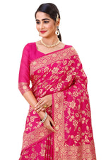 Amazing pink color soft silk saree with blouse - Joshindia