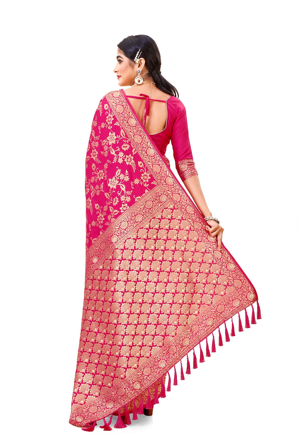 Amazing pink color soft silk saree with blouse