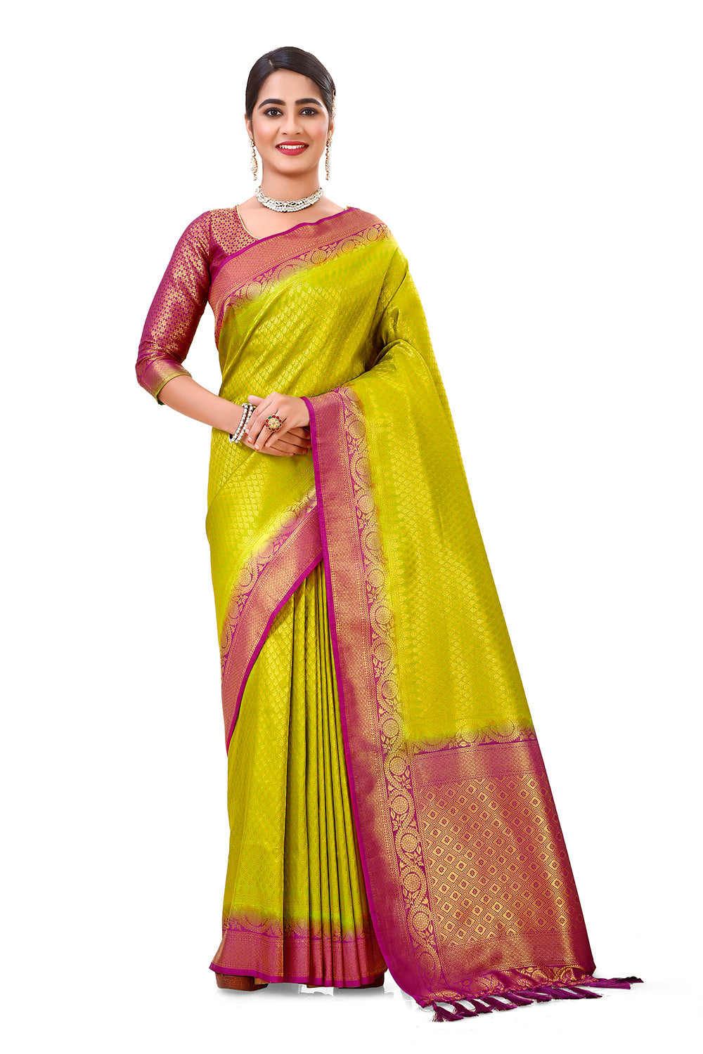 classy multi color silk designer saree with blouse - Joshindia