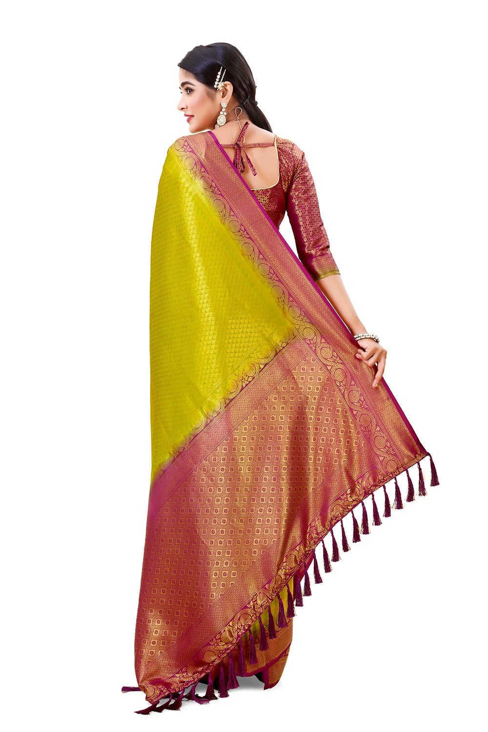 classy multi color silk designer saree with blouse - Joshindia