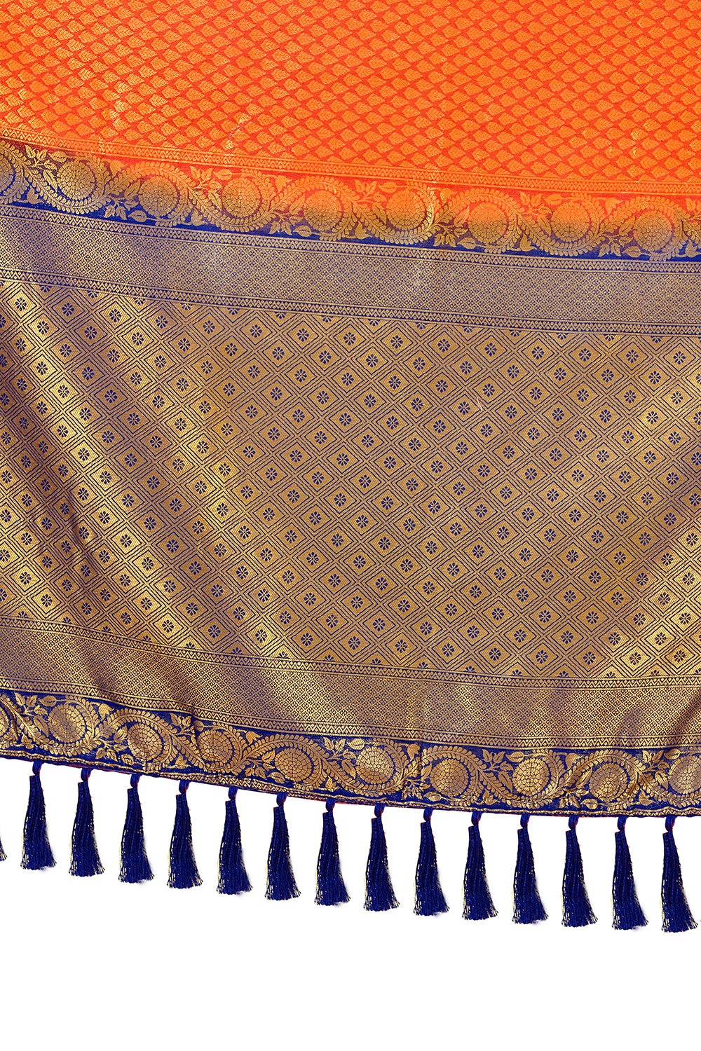 Gray and Orange color Kanjivarm silk saree