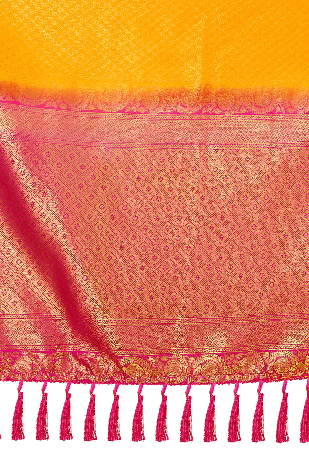Yellow color kanjiveram silk saree Buy Online - Joshindia