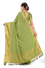 FESTIVE GREEN COLOR WOVEN DESIGNER SILK SAREE - Joshindia