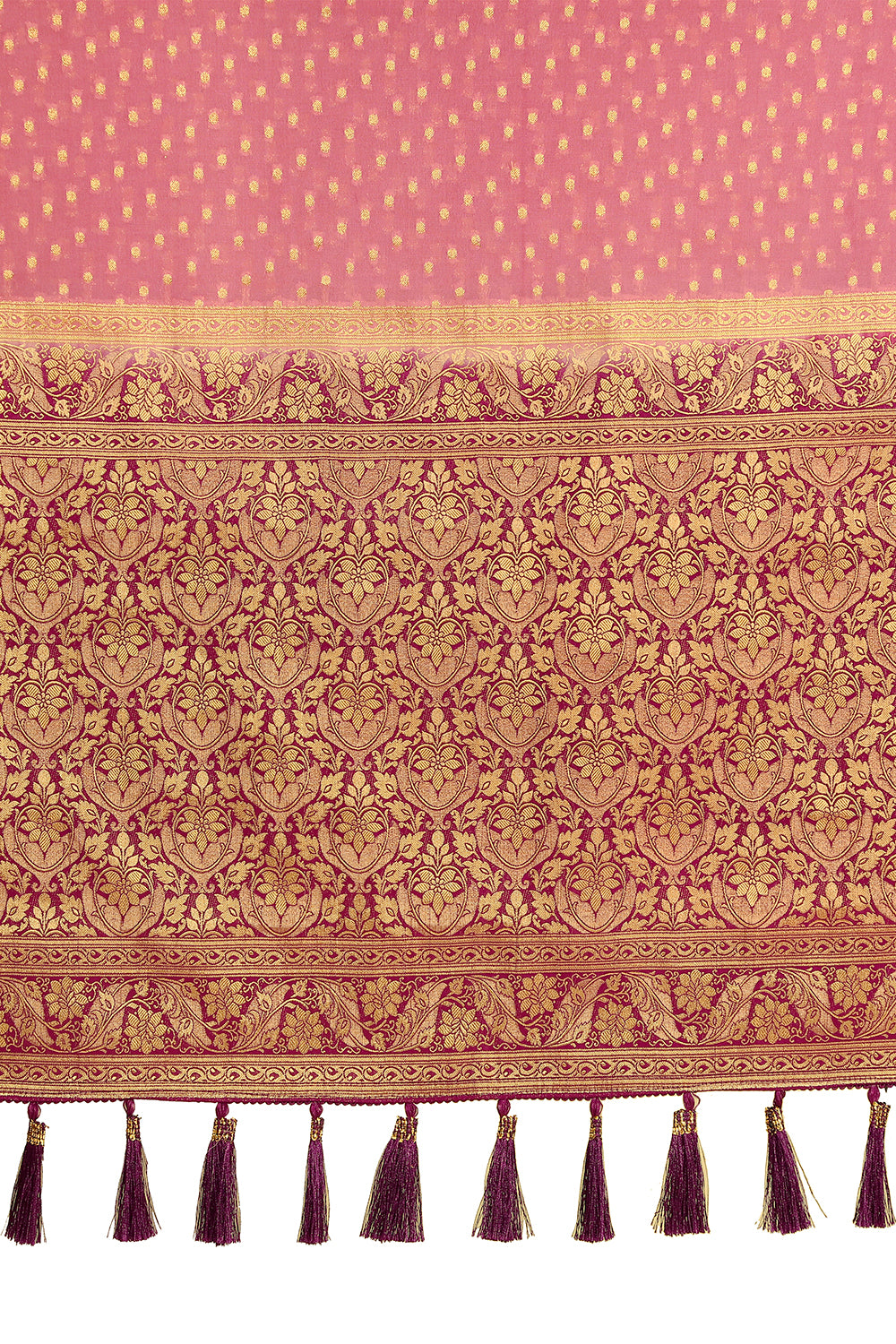 BABY PINK BANARASI DESIGNER SILK SAREE WITH BLOUSE - Joshindia