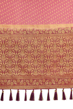 BABY PINK BANARASI DESIGNER SILK SAREE WITH BLOUSE - Joshindia